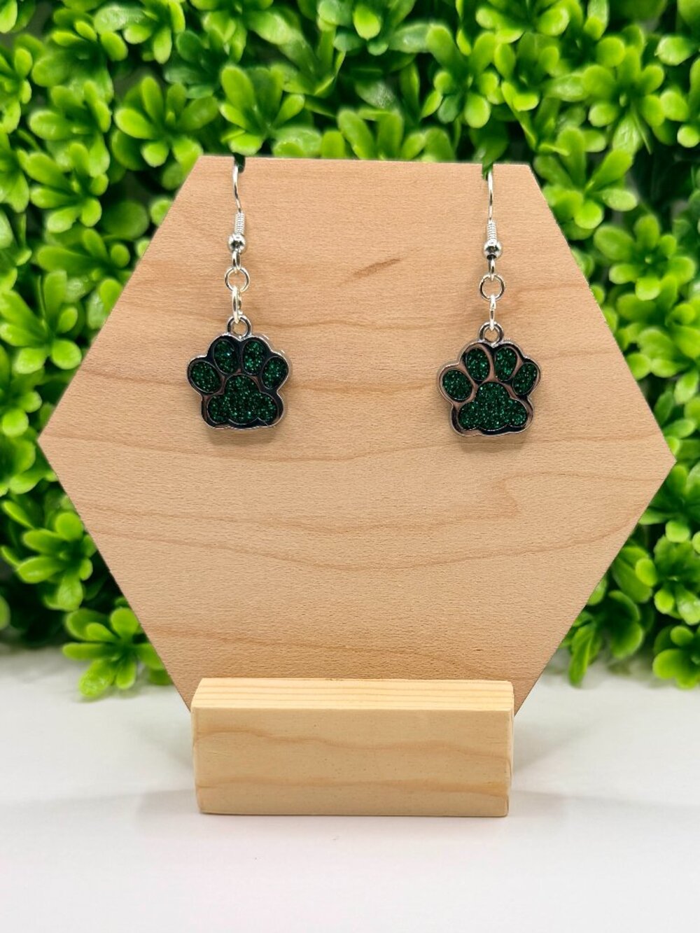 Emerald Paw Print Earrings